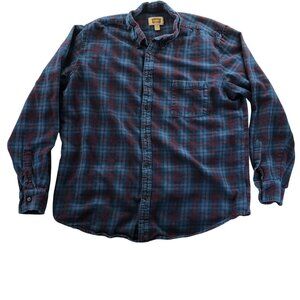 The Foundry Supply Co. Mens Shirt XLT Blue Plaid Flannel Long Sleeve Button Up